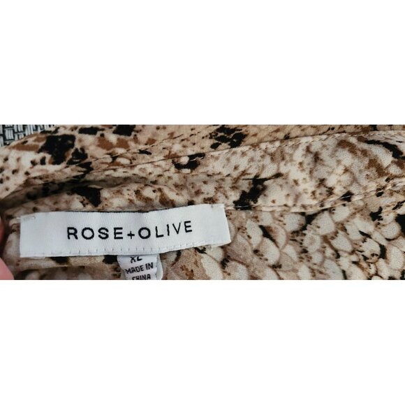ROSE + OLIVE SNAKESKIN PRINT BLOUSE SIZE XL - Picture 6 of 12